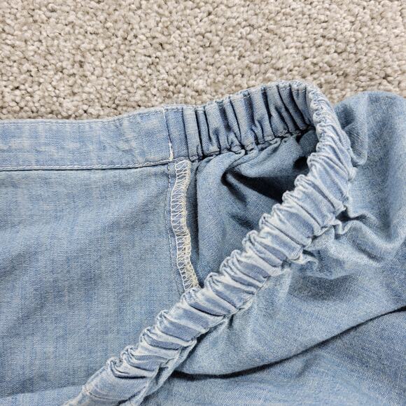 Lauren Ralph Lauren Chambray Off Shoulder Top‎ Womens XL Blue Denim Bell Sleeve - Picture 6 of 12